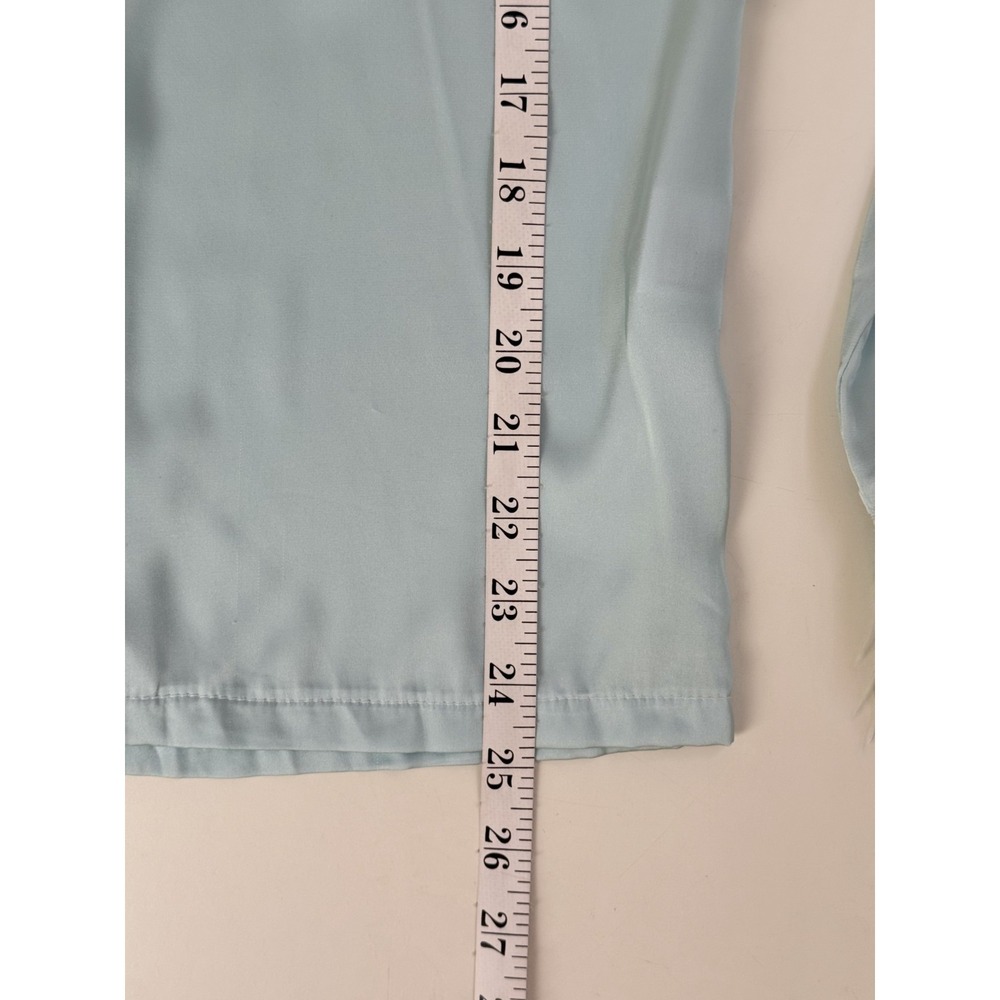 Lola + The Boys 2-‎ Piece Satin Pajama Set Sky Feather Silky Size Small Blue - Picture 8 of 16